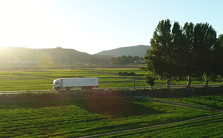 Imagen principal - La compañía española Disfrimur cuenta con una flota de más de 500 camiones, tanto diésel como gas natural. A partir de diciembre empezará a utilizar modelos eléctricos para la distribución urbana (última milla). Su director general, Juan Jesús Sánchez, considera que para trayectos nacionales e internacionales la única alternativa viable al gasoil es el gas natural, sin ayudas del Gobierno 