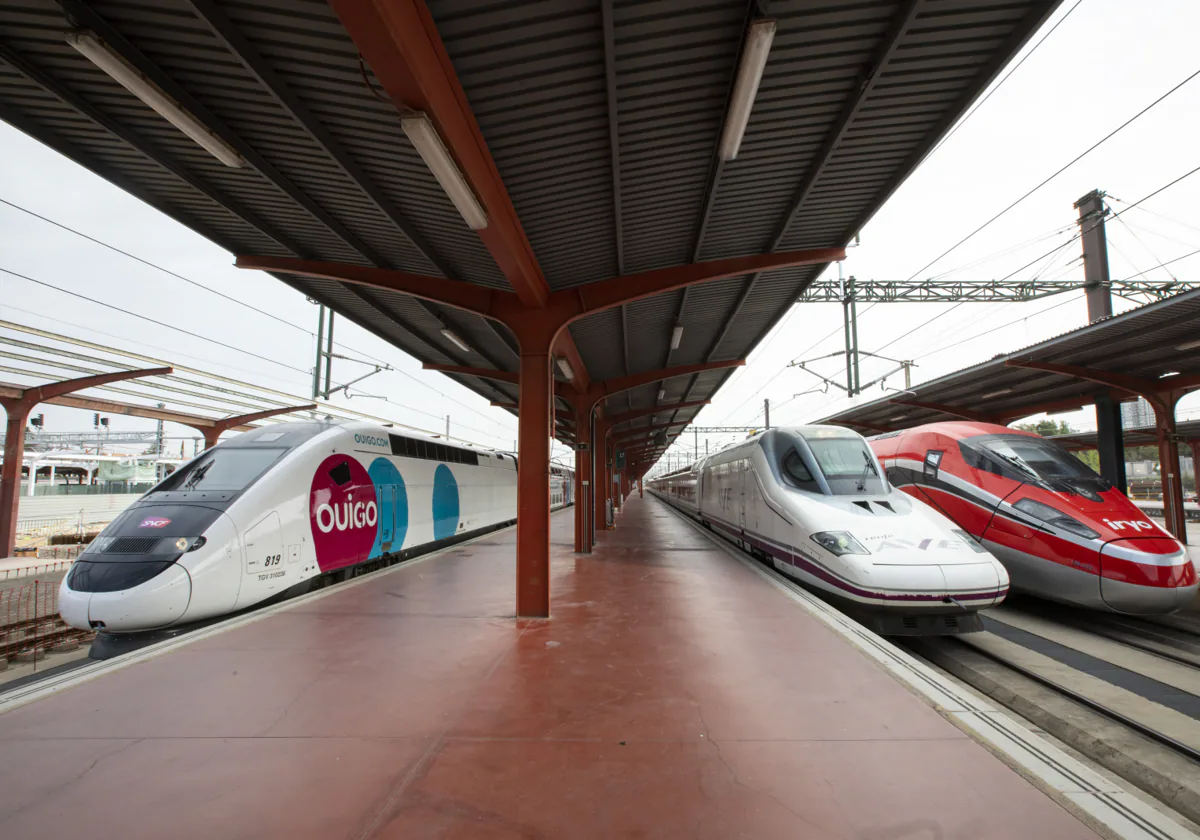 Trenes de Ouigo, Renfe e Iryo, en la estación de Chamartín