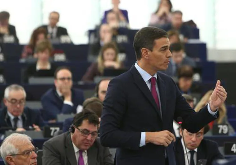 The head of government, Pedro Sanchez, in the European Parliament