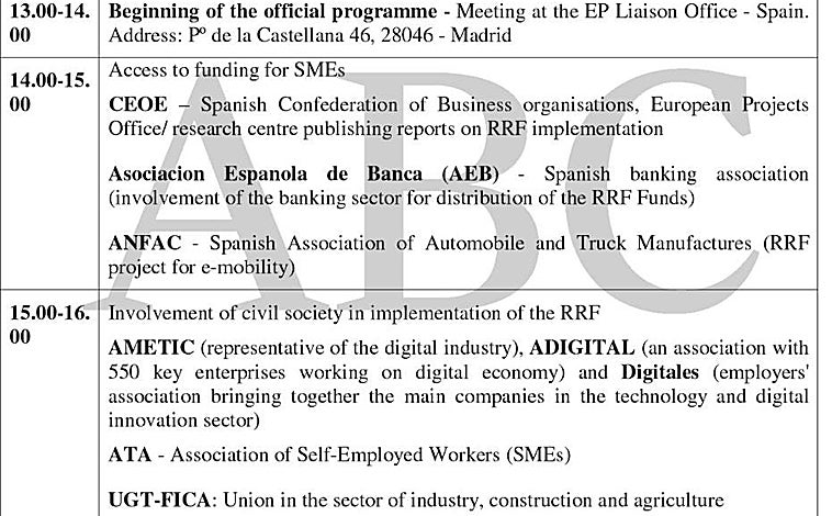 Imagen - La agenda de reuniones del Parlamento Europeo