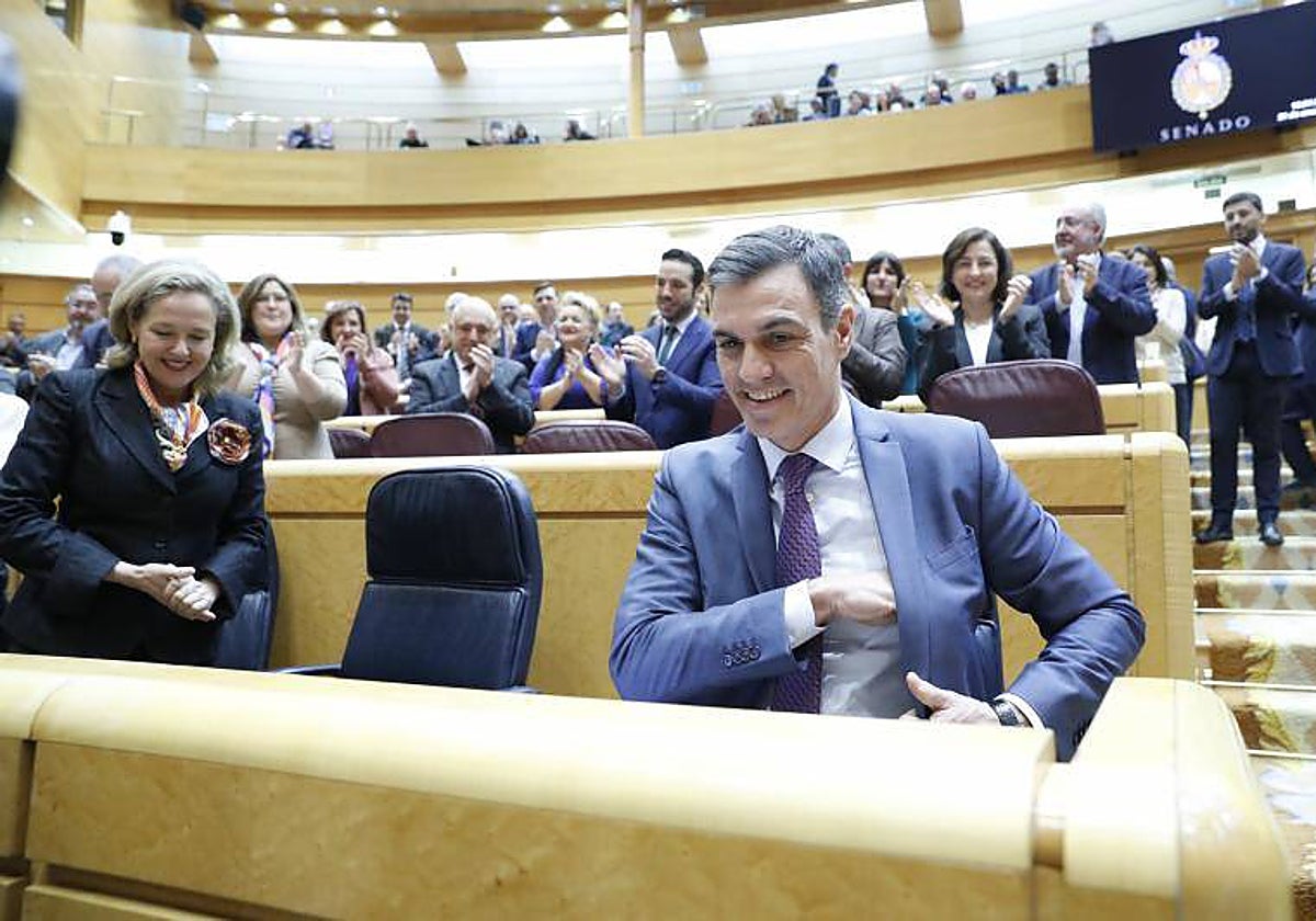 El presidente del Gobierno, Pedro Sánchez, en el Senado.