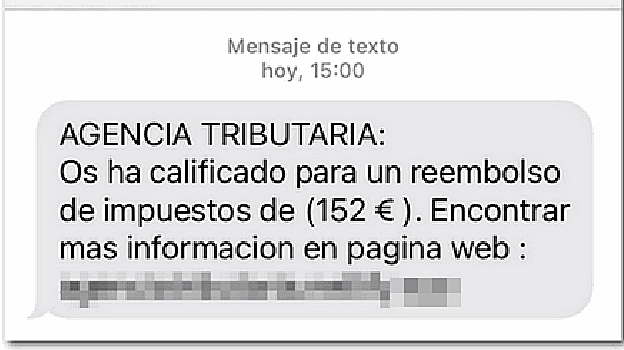 Mensaje de phising que podrías recibir