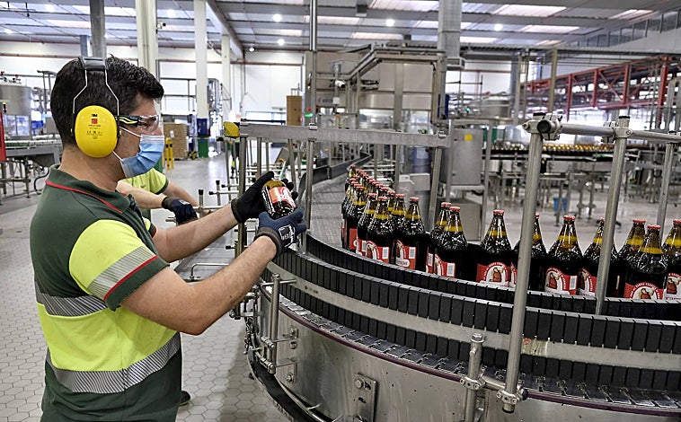 Imagen principal - iIIiImagen superior: La fábrica de Heinken en Sevilla donde se instalará una planta termosolar. Sobre estas líneas: izquierda, factoria de cemento de Carboneras donde se construirá una planta de captura de CO2 y, derecha, fábrica de celulosa de ENDE en Navia que utiliza lignina y restos de biomasa como combustible