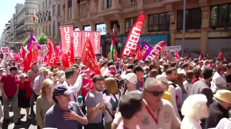 Ministras acuden a la manifestación por el 1 de Mayo en Madrid