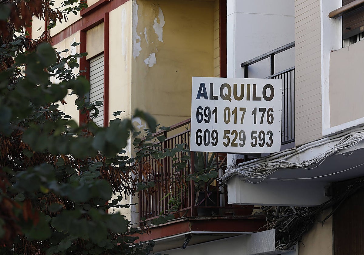 Cartel de se alquila piso