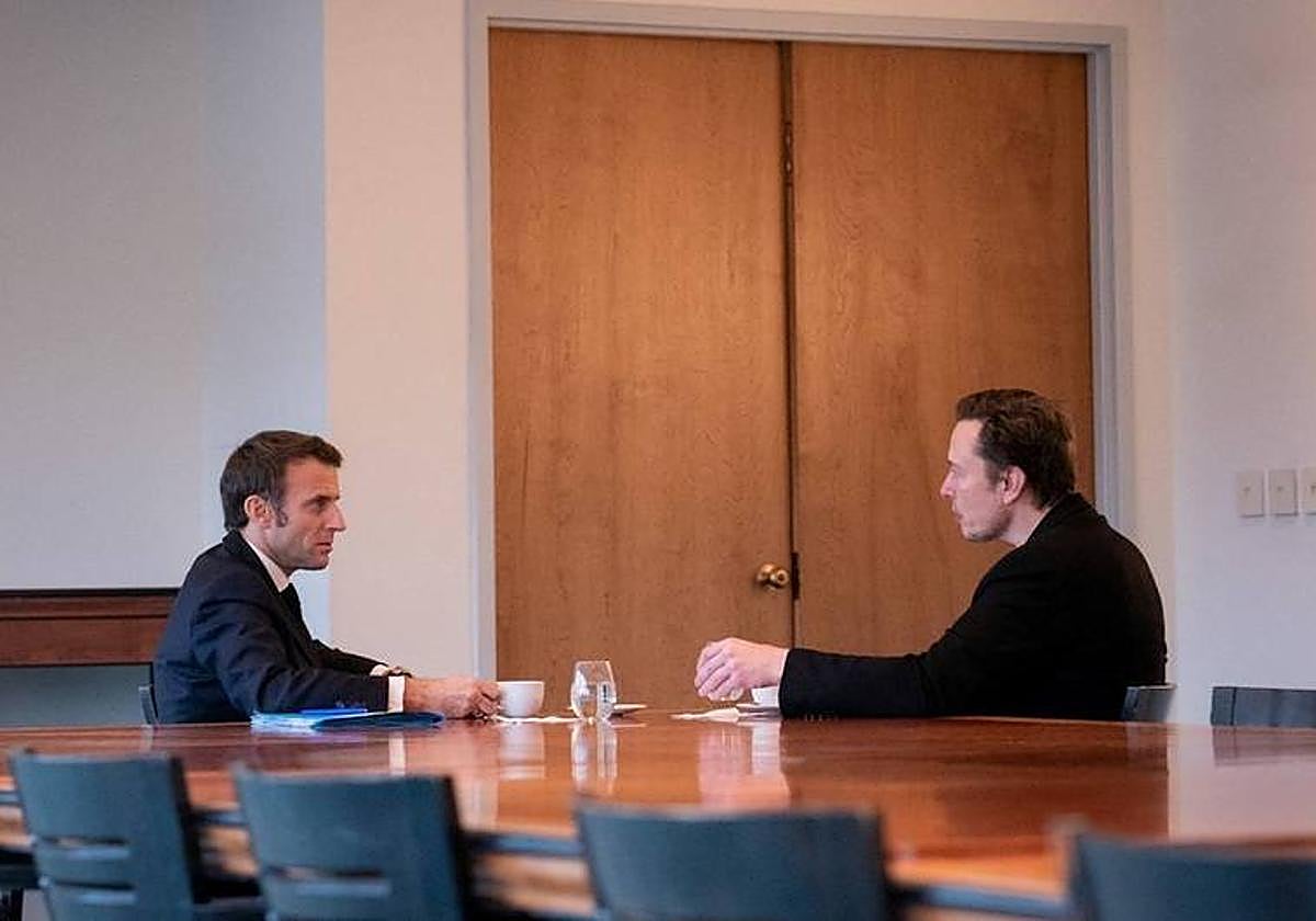 Emmanuel Macron y Elon Musk en una anterior reunión