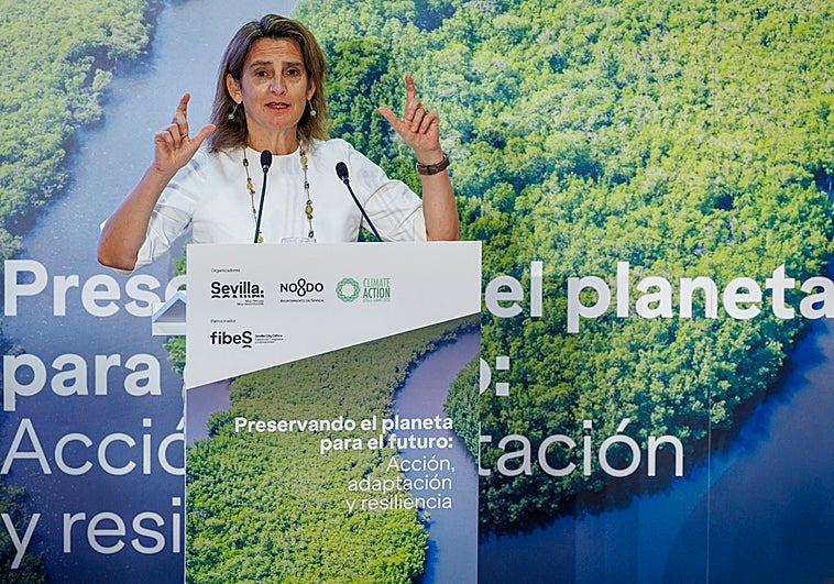 La ministra Teresa Ribera, en un acto reciente en Sevilla