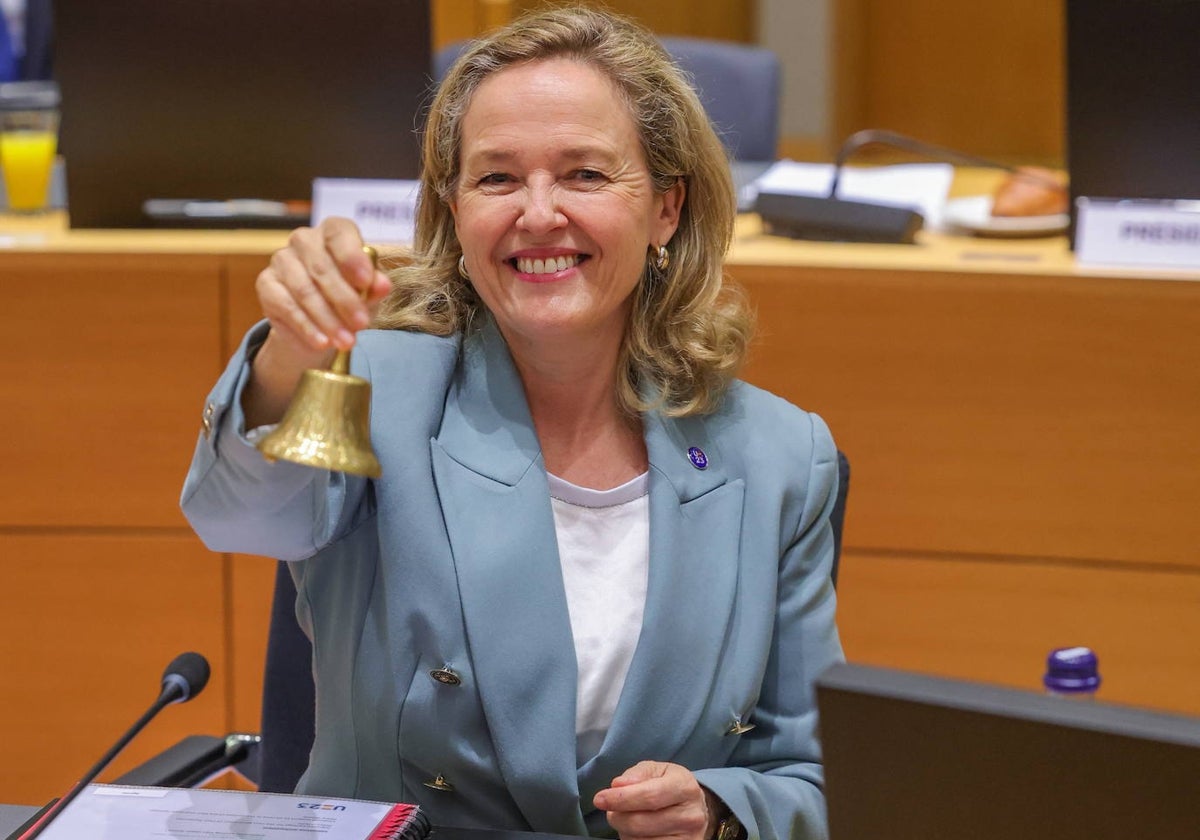 La vicepresidenta del Gobierno, Nadia Calviño, en Bruselas