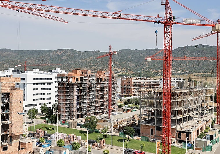 Bloques traseros de viviendas en construcción en Córdoba