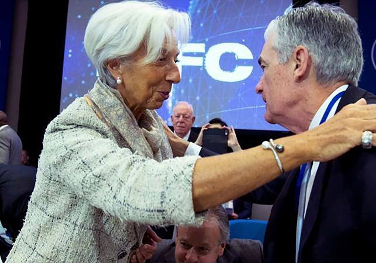 Jerome Powell, pte. de la Fed, y Christine Lagarde, pta. del BCE