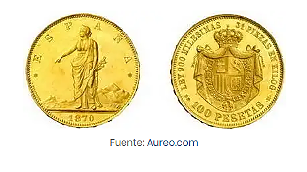 Moneda de 100 pesetas de 1870