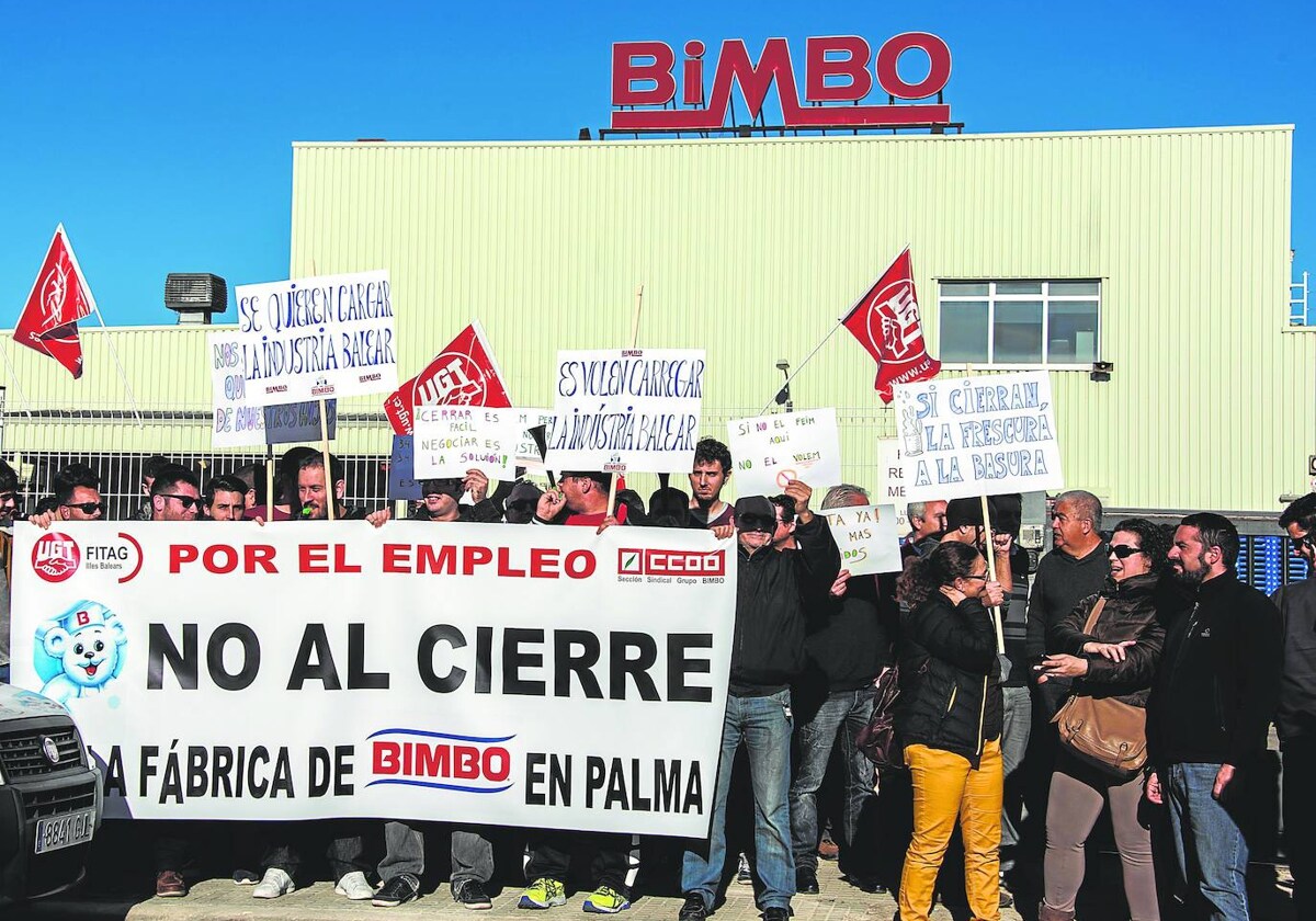 Protestas contra el cierre de la planta de Bimbo en Palma de Mallorca