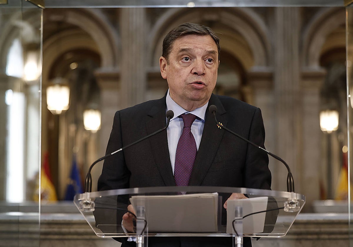 El ministro de Agricultura, Luis Planas, durante la rueda de prensa