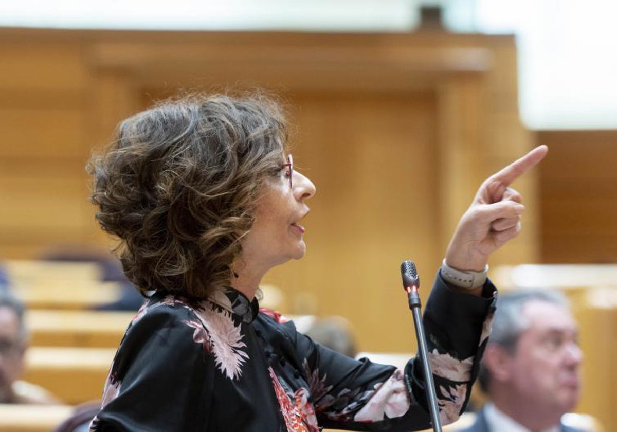 La vicepresidenta primera, María Jesús Montero, ayer en el Senado