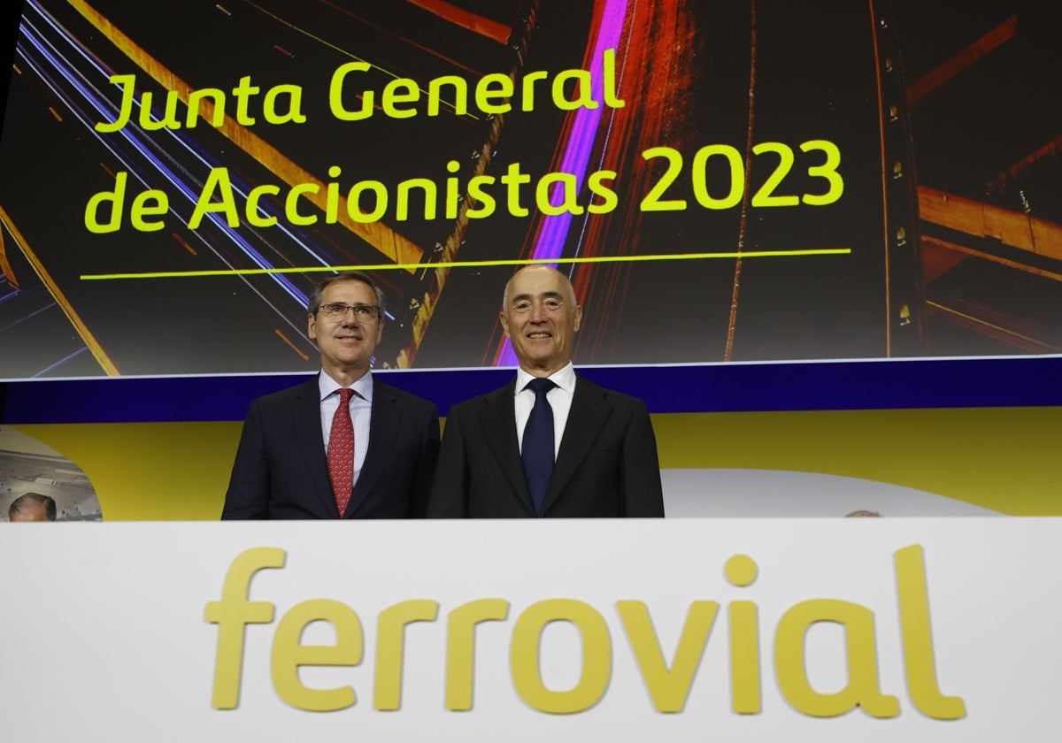 El presidente de Ferrovial, Rafael del Pino y el consejero delegado, Ignacio Madridejos