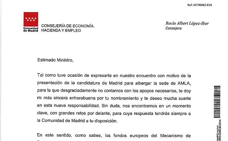 Imagen - La consejera dice en la misiva enviada a Cuerpo que hay gran margen de mejora en la gestión y ejecución de los fondos