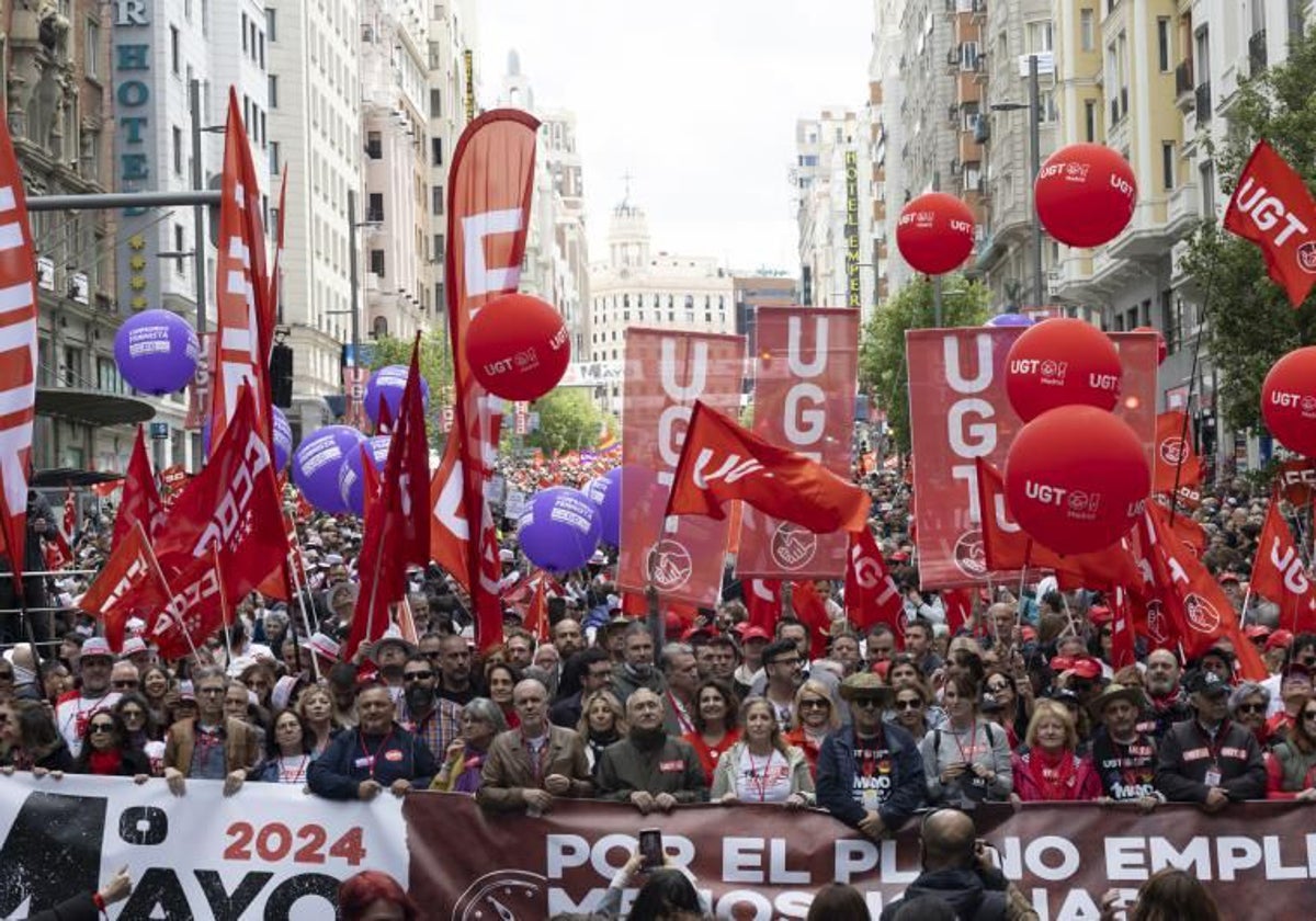 Vista general de los manifestantes de este Primero de mayo