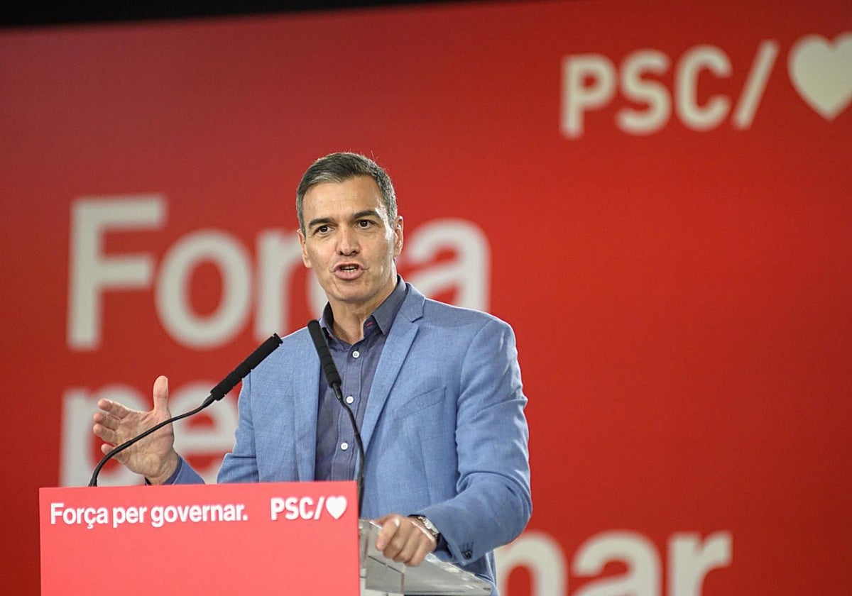 Pedro Sánchez, en el mitin celebrado en el Palau de Congreso de Barcelona