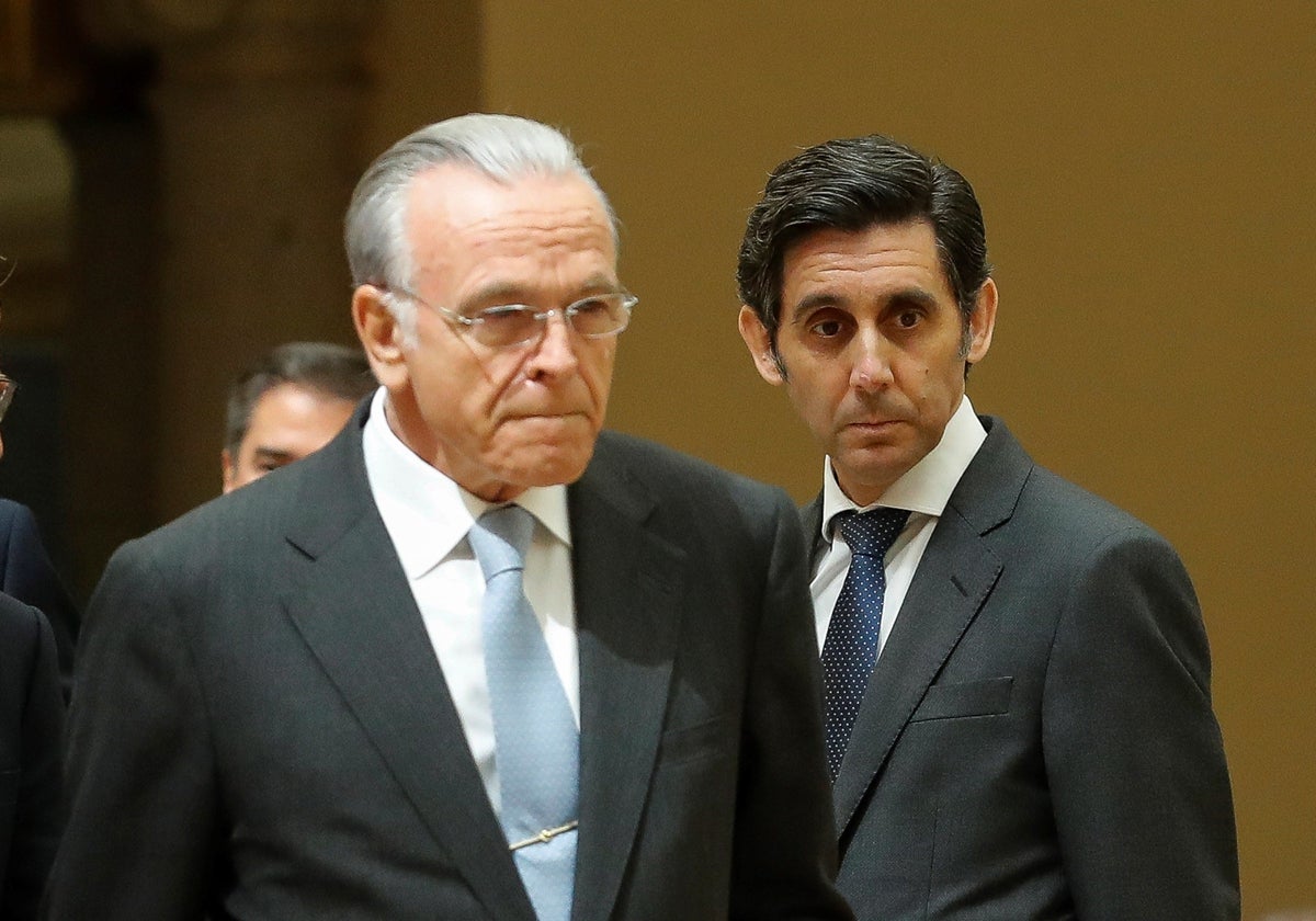 Isidro Fainé (izq.), presidente de Criteria, y José María Álvarez-Pallete, presidente de Telefónica