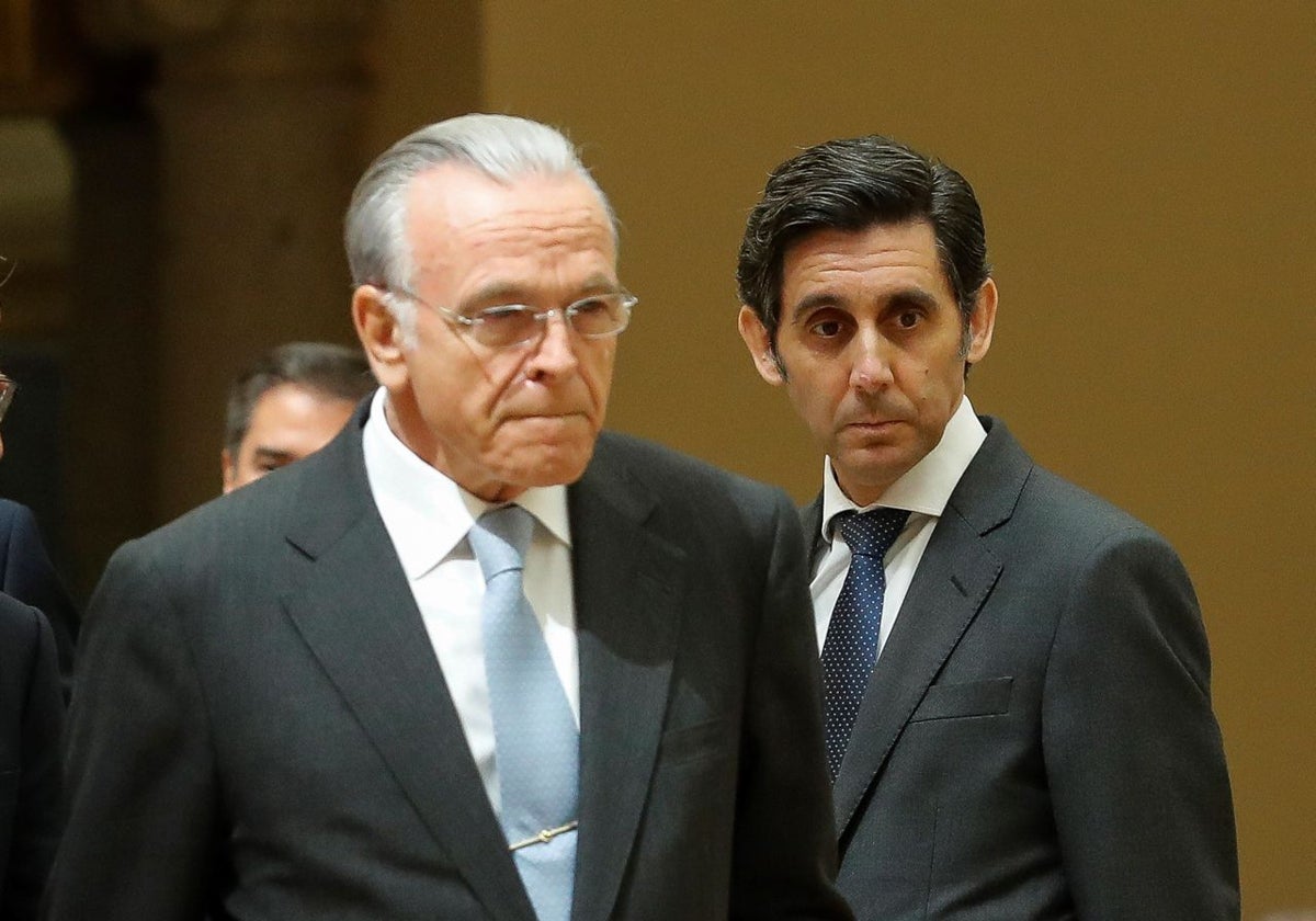 Isidro Fainé (izq.), presidente de Criteria Caixa, junto al presidente de Telefónica ,José María Álvarez-Pallete