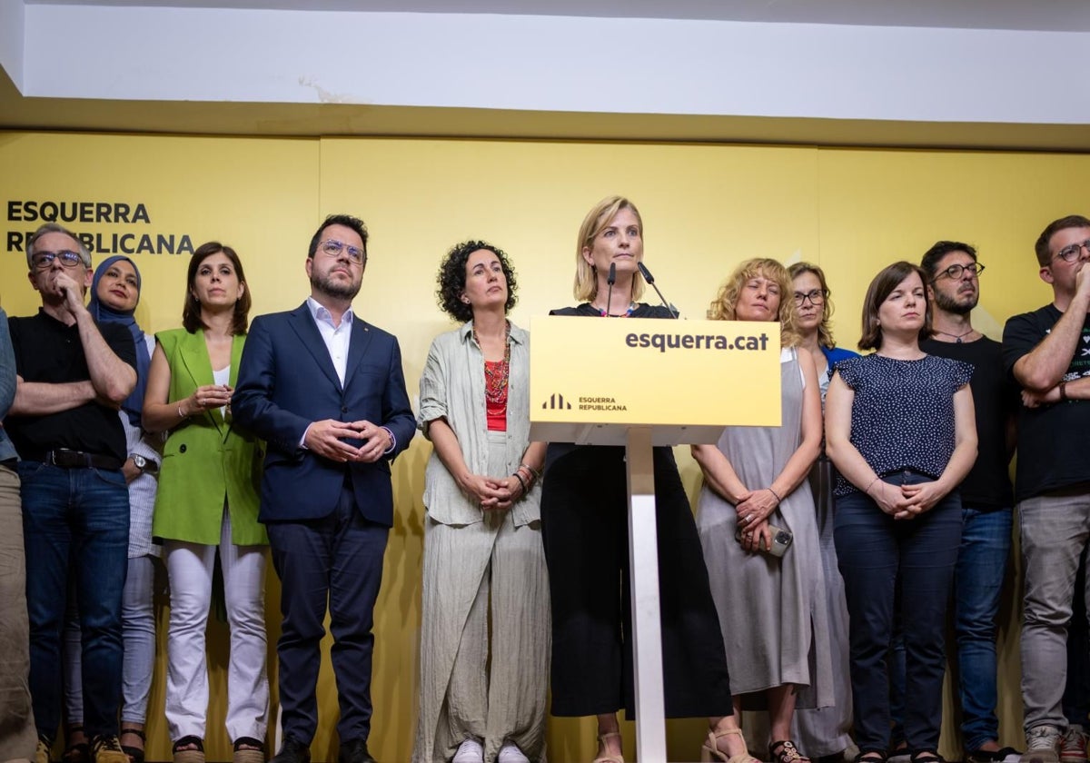 La cúpula de ERC durante la rueda de prensa del pasado lunes