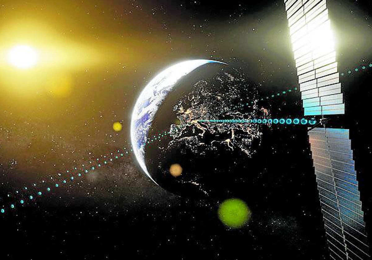 Recreación de la ESA de paneles solares en órbita