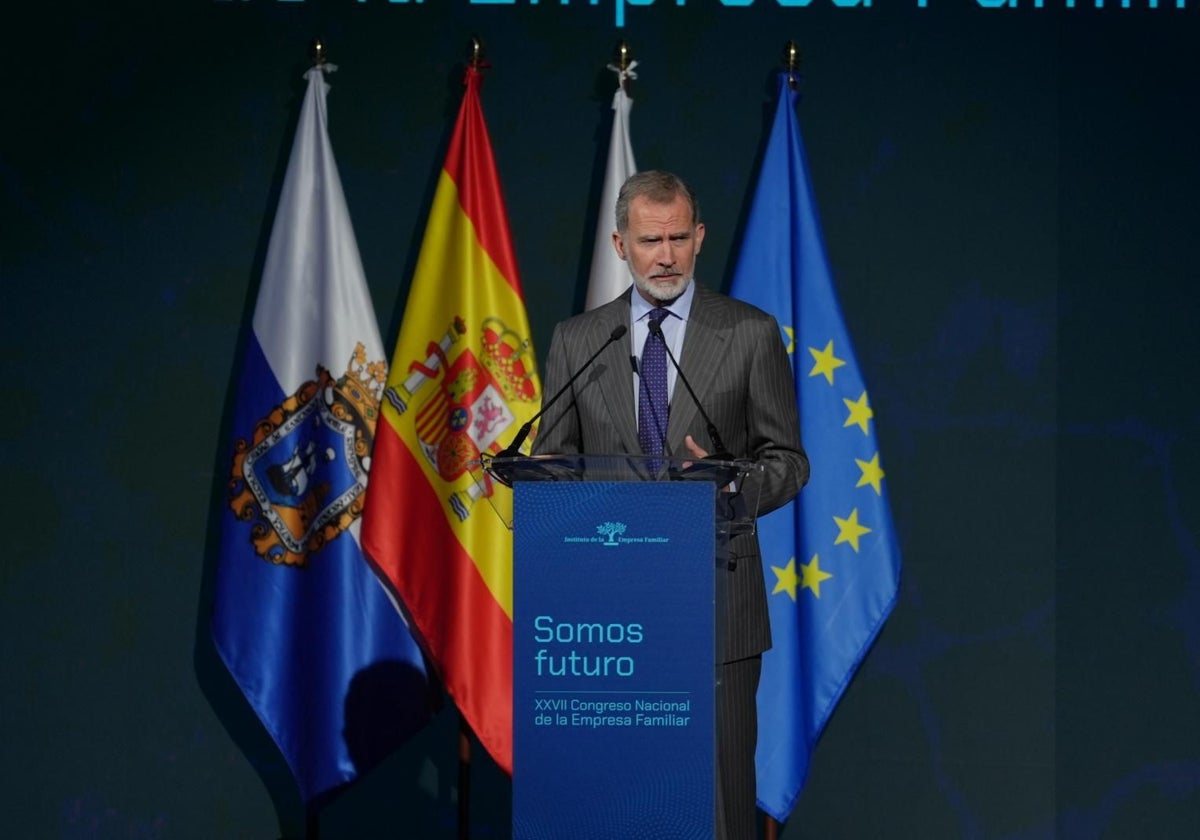 El Rey Felipe VI durante su discurso de clausura del XXVII Congreso Nacional de la Empresa Familiar