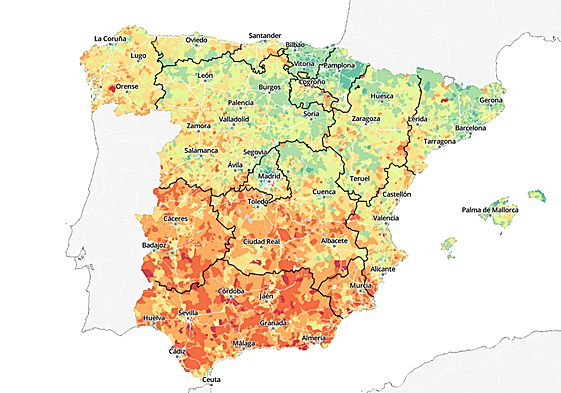 El mapa de la renta en España