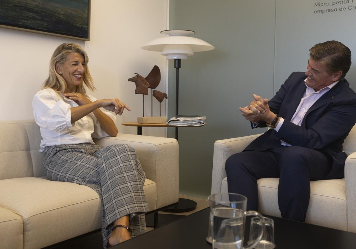 Yolanda Díaz y Antoni Cañete, presidente de Pimec