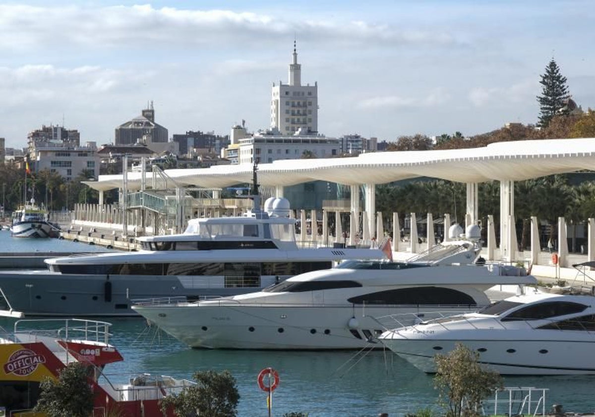 La zona de atraque de yates en el Puerto de Málaga