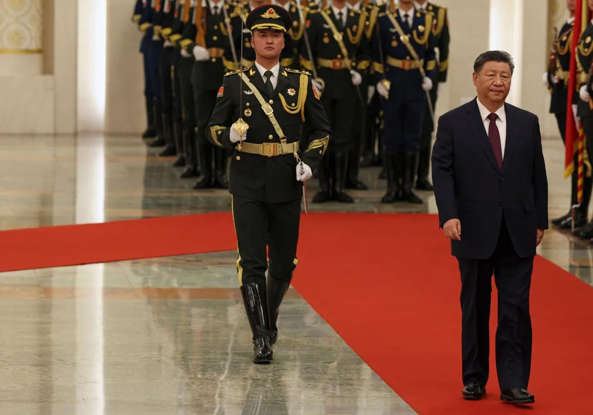 Xi Jinping hoy durante la recepción del 'premier' italiano Sergio Mattarella