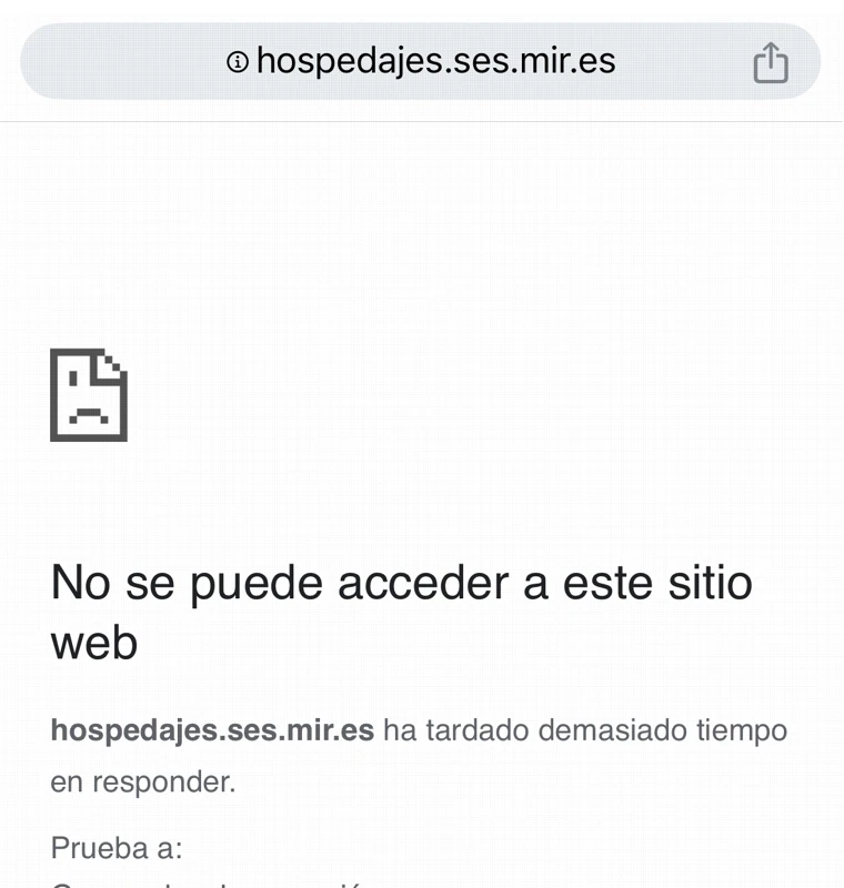 Web de la plataforma caída