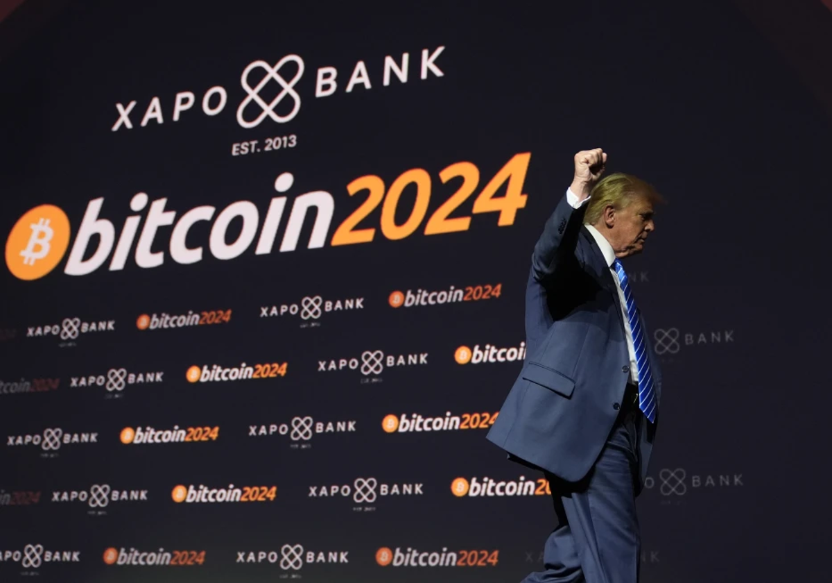 Donald Trump, abandonando su ponencia en «Bitcoin 2024», en Nashville