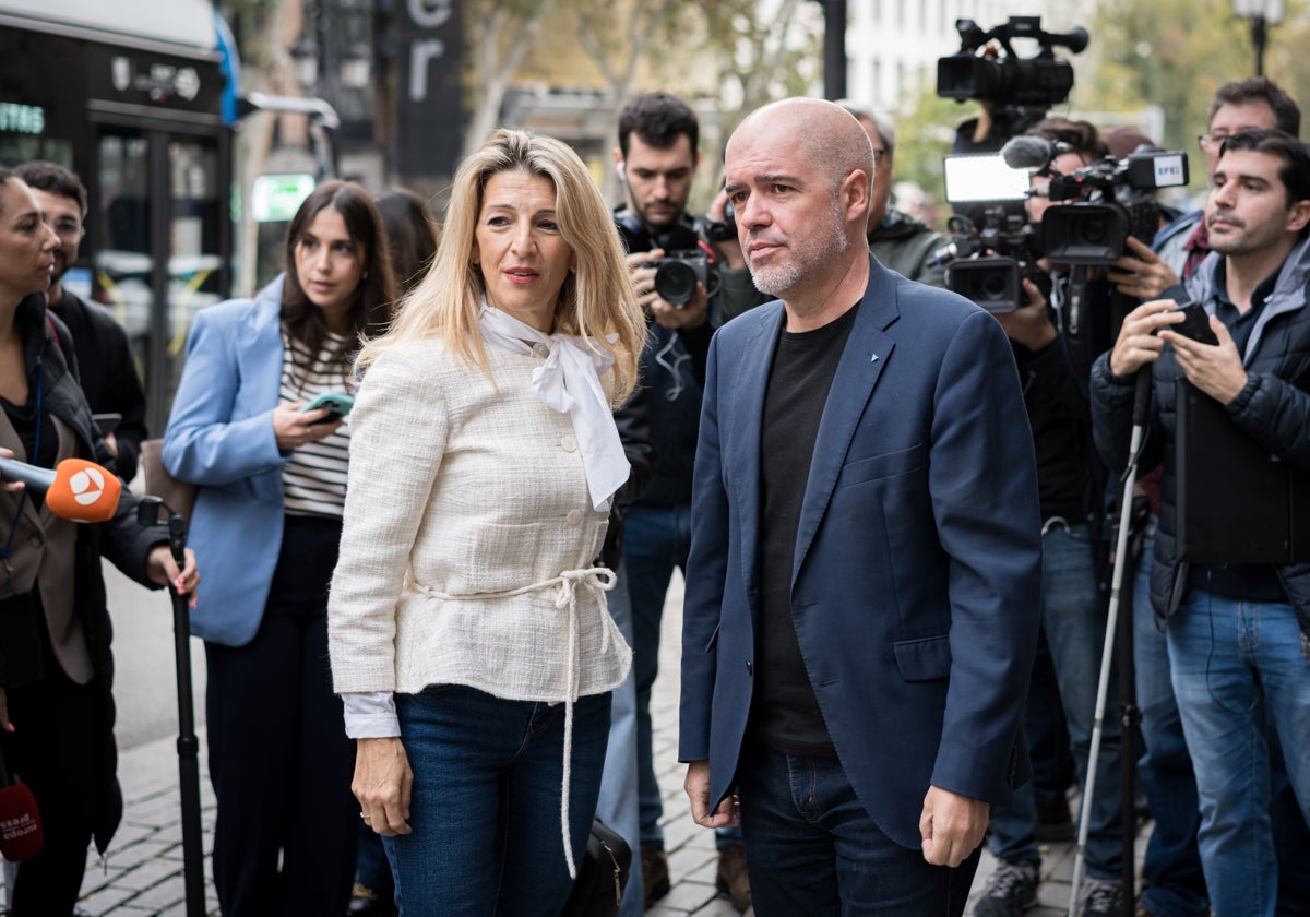 Unai Sordo, Secretario General de CCOO, junto a la vicepresidenta Yolanda Díaz