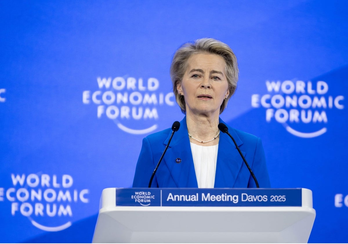 La presidenta de la Comisión Europea, Ursula von der Leyen, en Davos