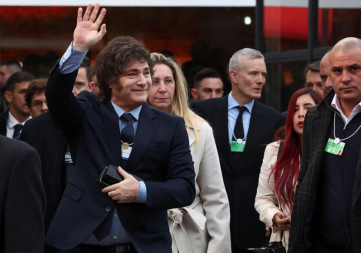 Javier Milei en su llegada al Foro de Davos 2025