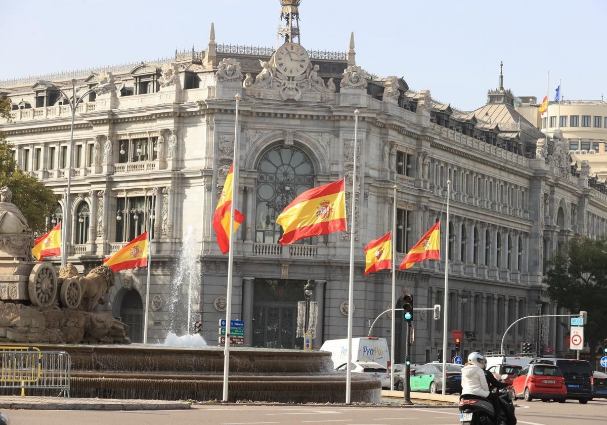 La fachada del banco de España en Madrid