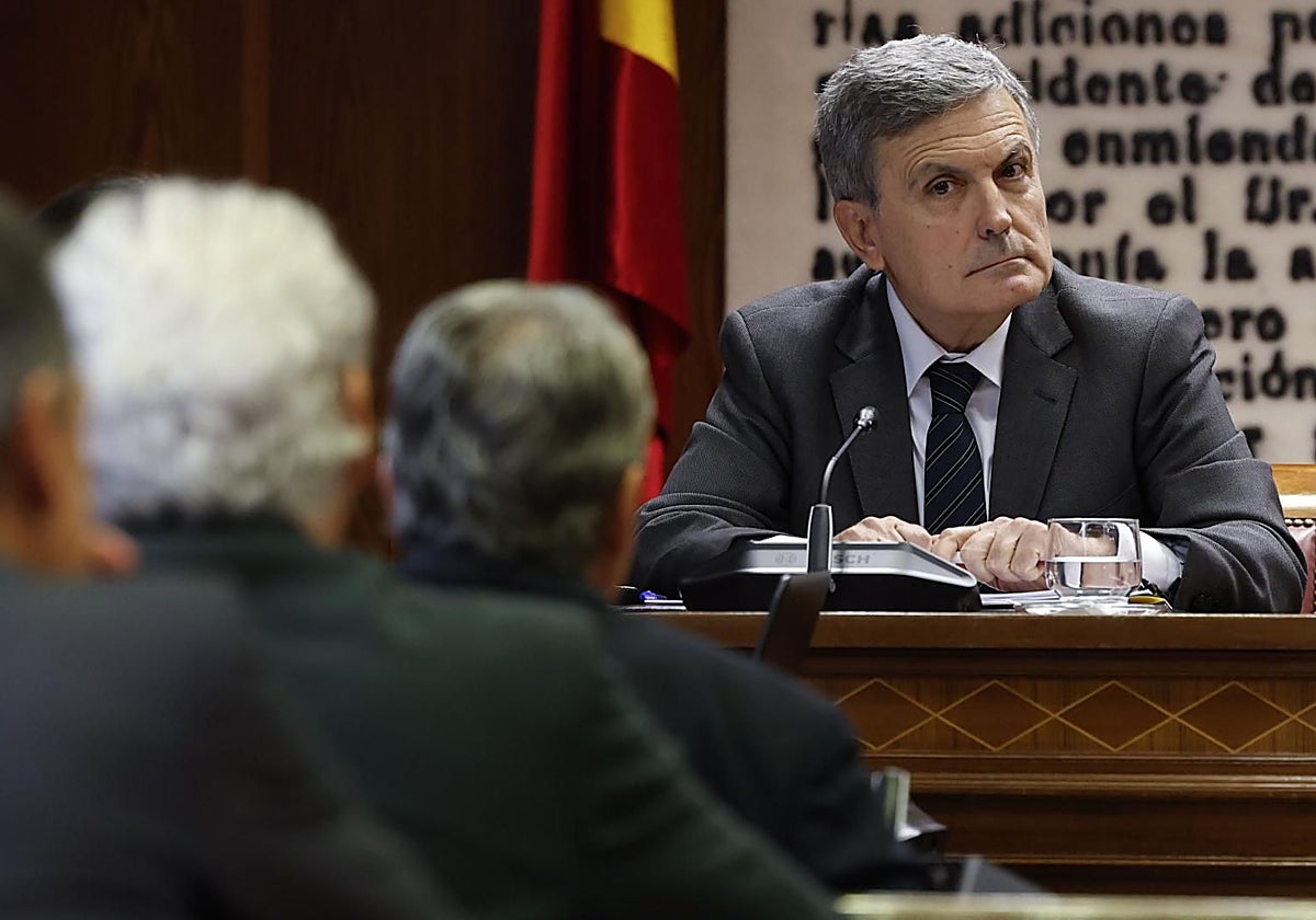 El presidente de Correos, Pedro Saura, en una comparecencia parlamentaria