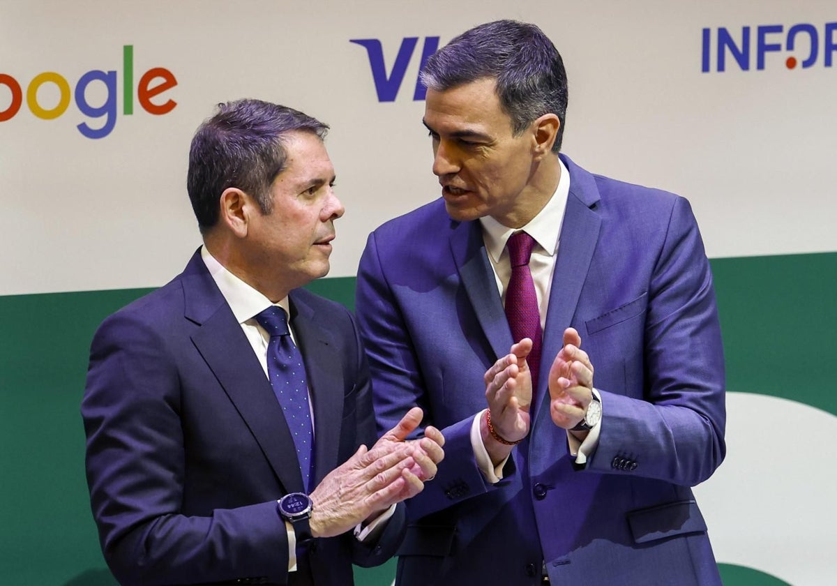 El presidente del Gobierno, Pedro Sánchez, y el de Cepyme, Gerardo Cuerva.