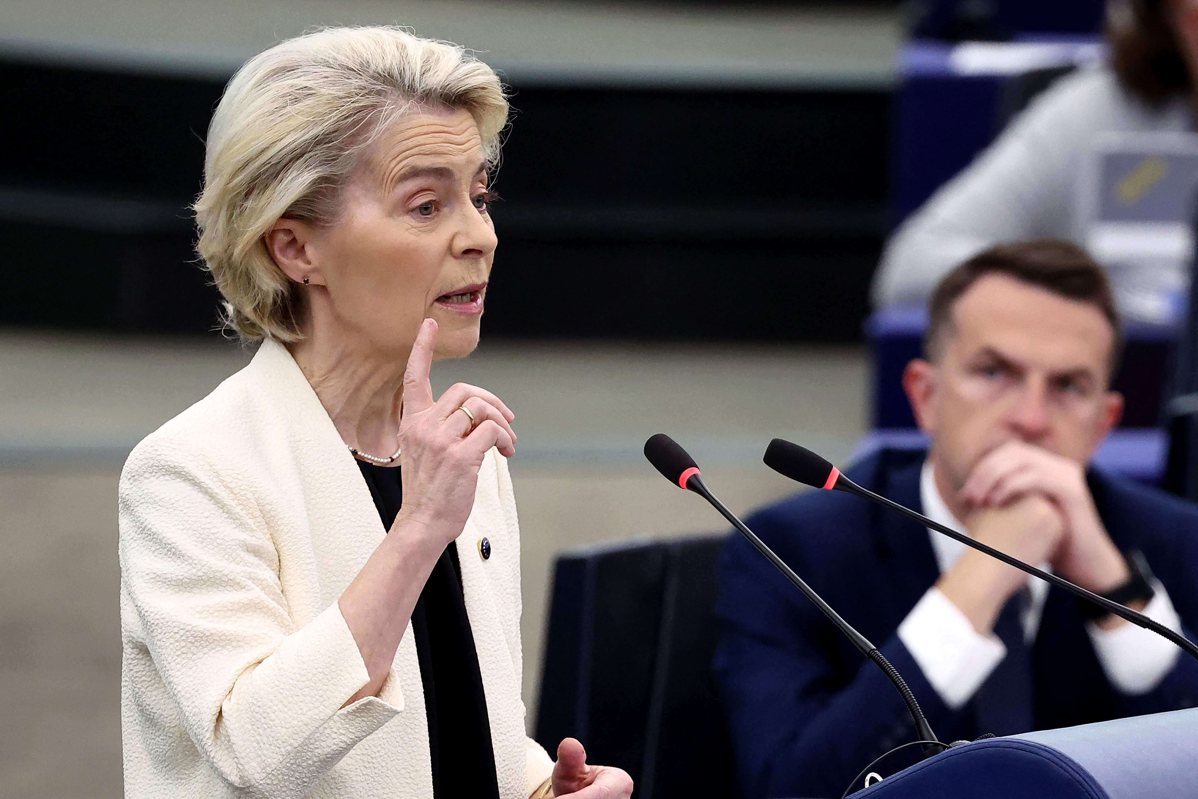 La presidenta de la Comisión Europea, Ursula Von Der Leyen, en el Parlamento de la UE