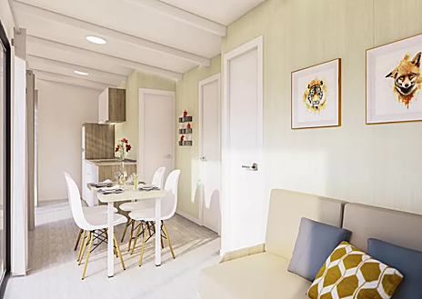 Imagen secundaria 1 - La moderna casa prefabricada que puedes comprar por menos de 50.000 euros: incluye muebles y electrodomésticos