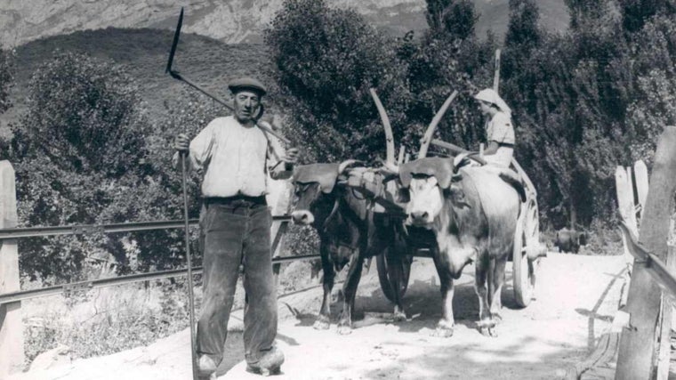 Trabajadores del campo en el valle de Valdeón (León) en los años 60. Los agricultores estuvieron entre los más beneficiados por la protección del nuevo sistema de Seguridad Social