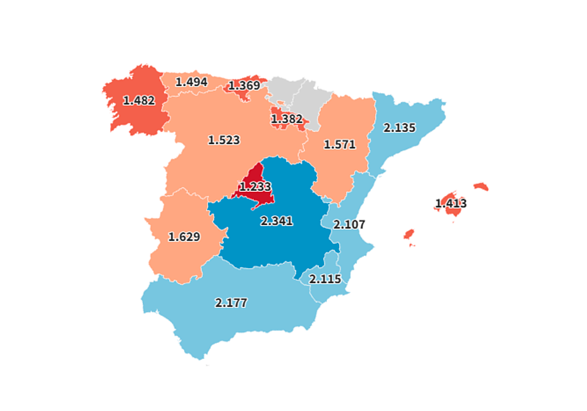 Cuánta deuda va a condecorar el Gobierno por habitante según la comunidad autónoma