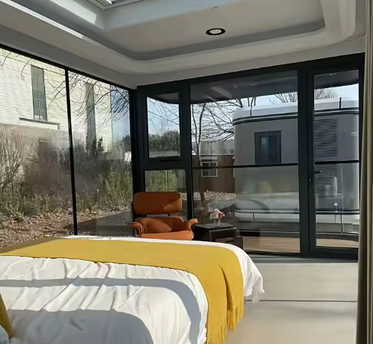 El comprador puede incorporar varias funciones opcionales, como calefacción por suelo radiante, vidrio panorámico atomizado eléctrico o incluso una pantalla de proyección