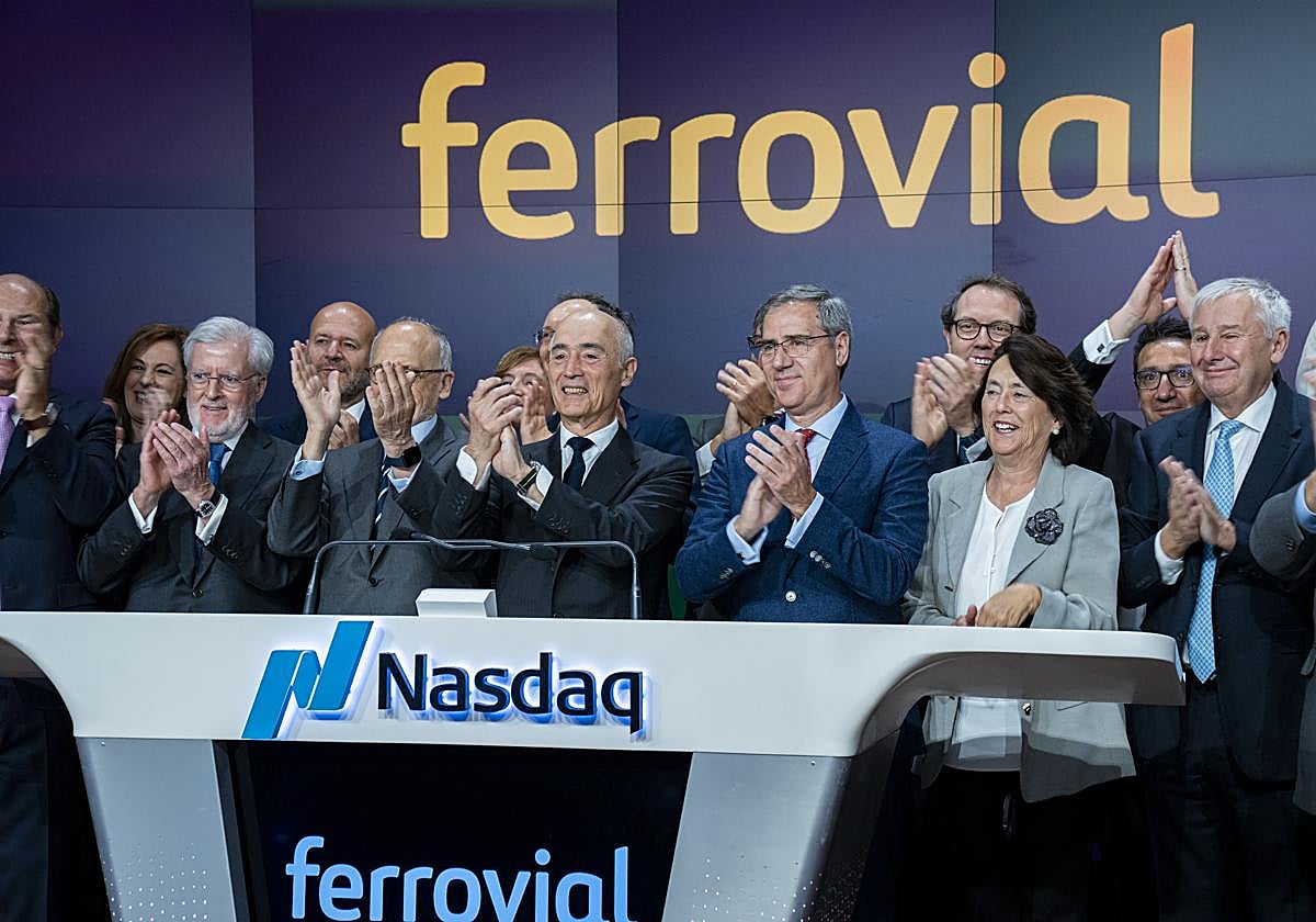 Rafael del Pino, el día que Ferrovial debutó en el mercado Nasdaq.
