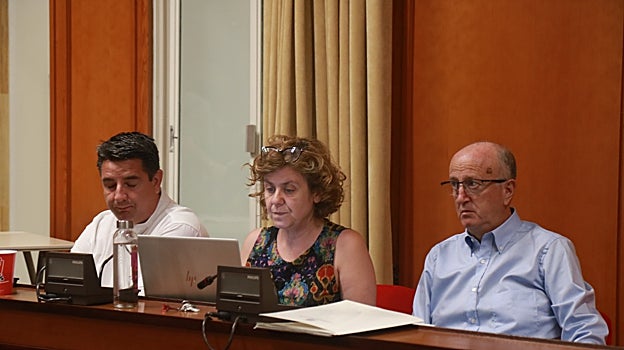 Concejales de Izquierda Unida durante el pleno de remanentes del Ayuntamiento de Córdoba