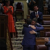 Imagen - López y Sánchez protagonizaron un fuerte abrazo en el Congreso el pasado 13 de julio