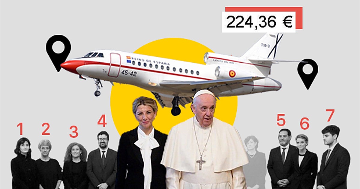 La vicepresidenta segunda, Yolanda Díaz, junto a su equipo en su visita al Papa en el Vaticano