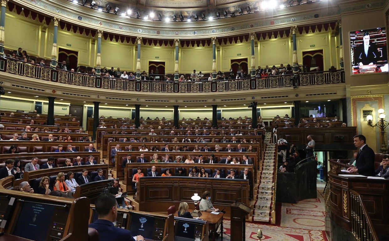 La bancada de la oposición, con Feijóo, Abascal y Arrimadas