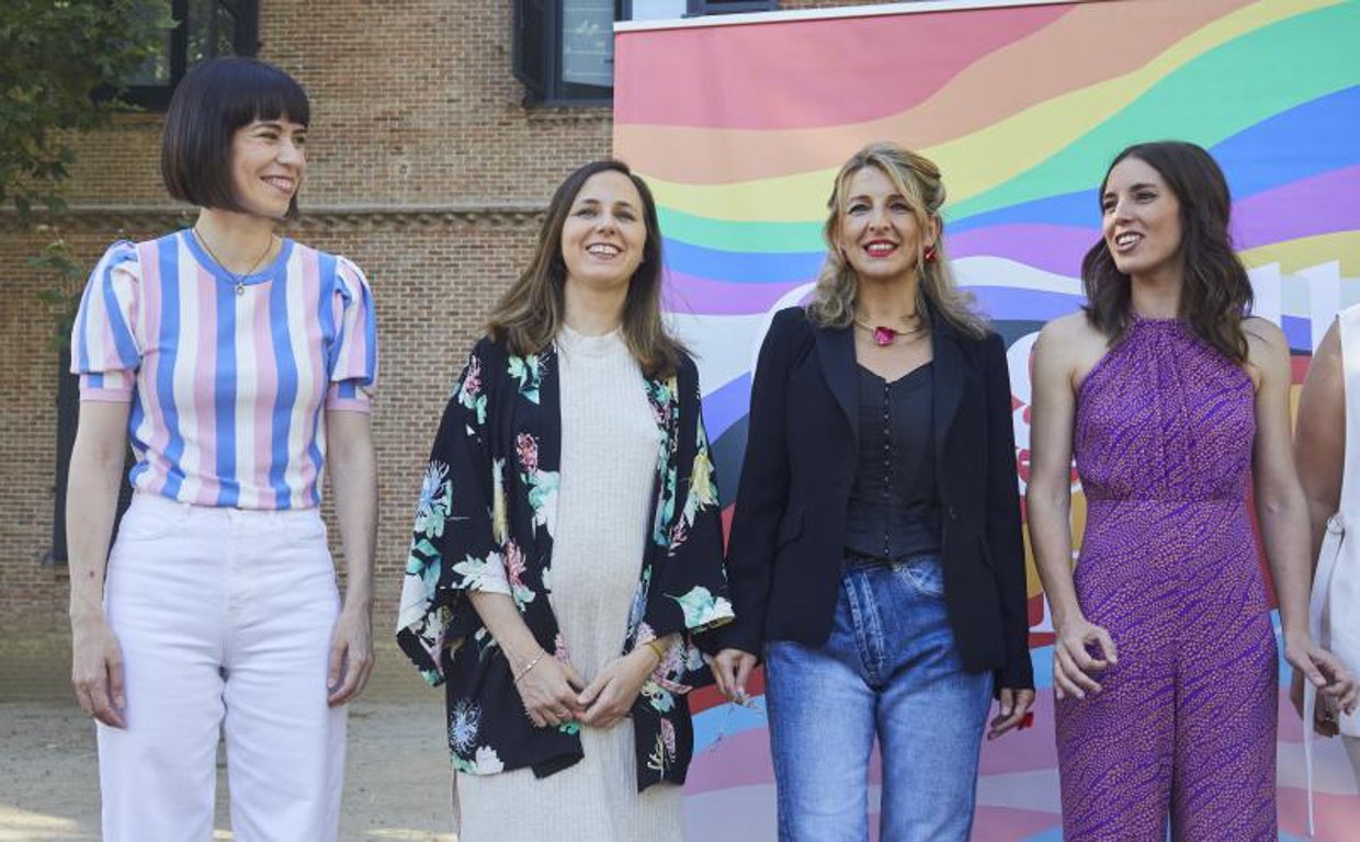 Las ministras, Irene Montero, Yolanda Díaz, Ione Belarra, Diana Morant